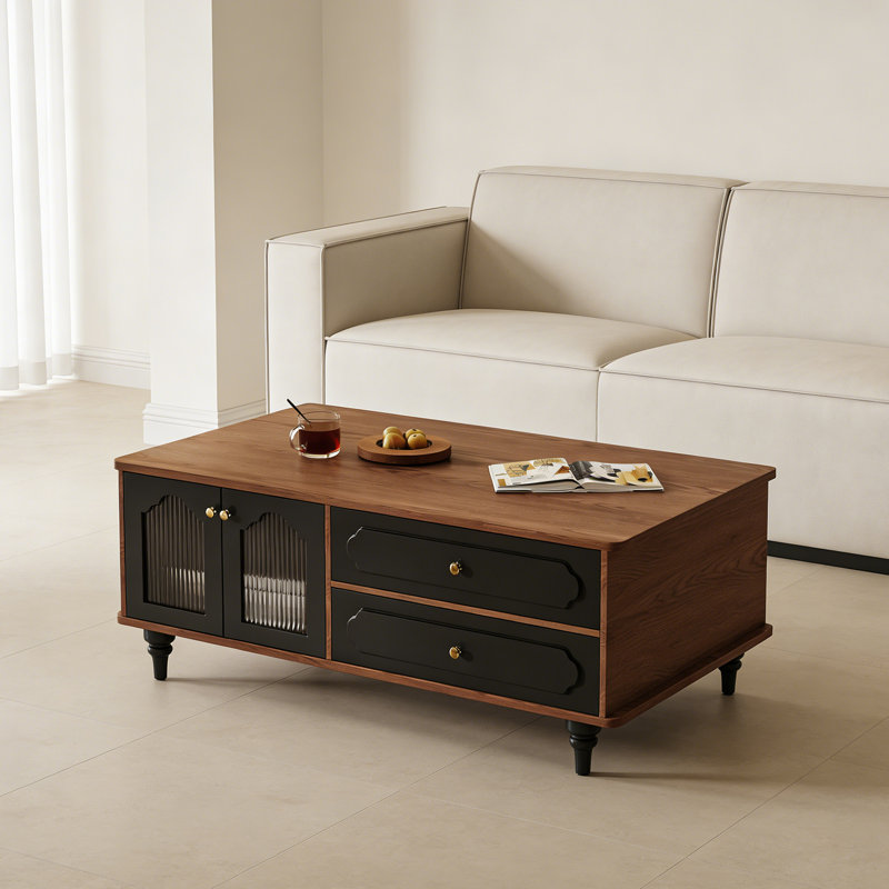 Table basse avec tiroirs Modern Luxury, H 19,68 po x L 47,24 po x l 23,62 po, Brun