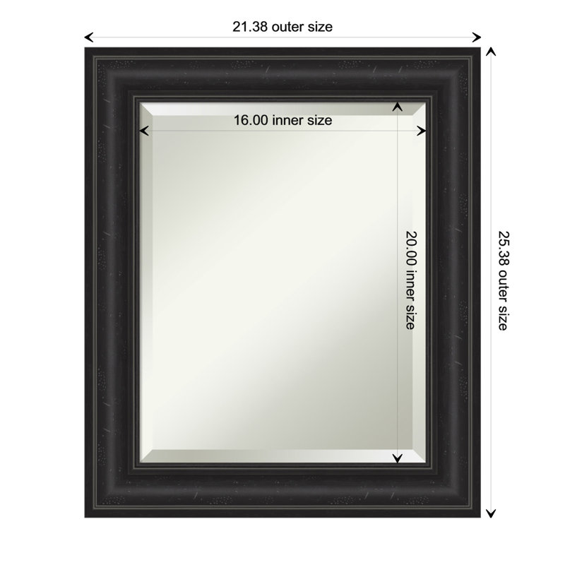 Miroir mural Eckel, 25,5 po x 21,5 po, Noir