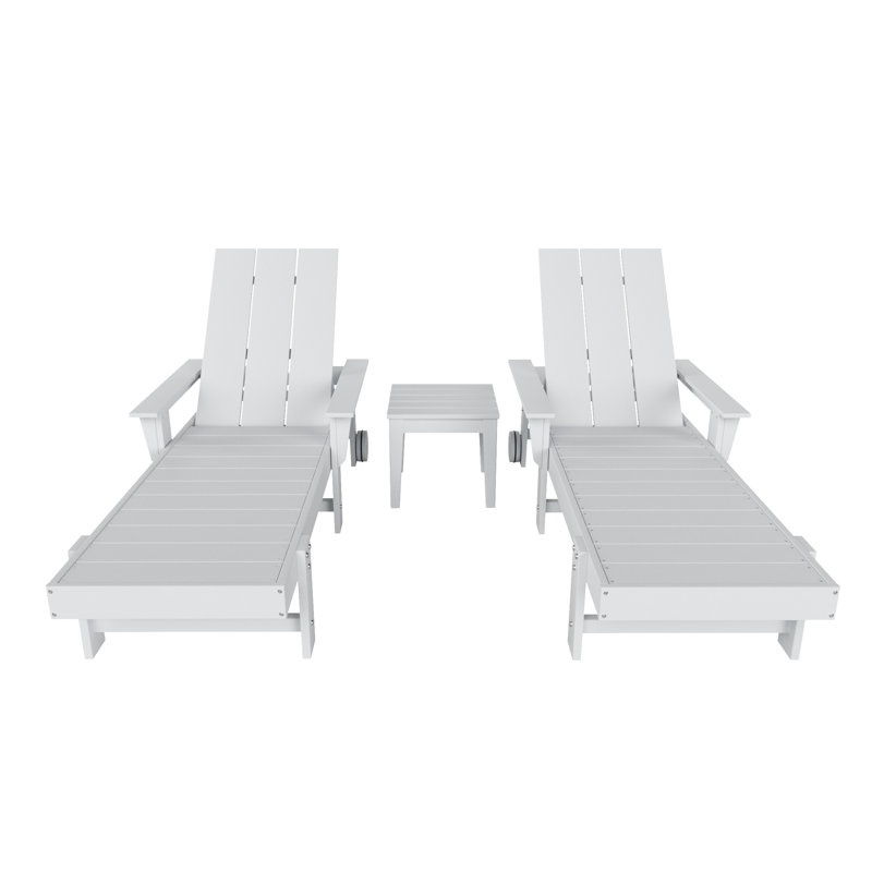Joubert Outdoor Chaise Lounge with Table, White