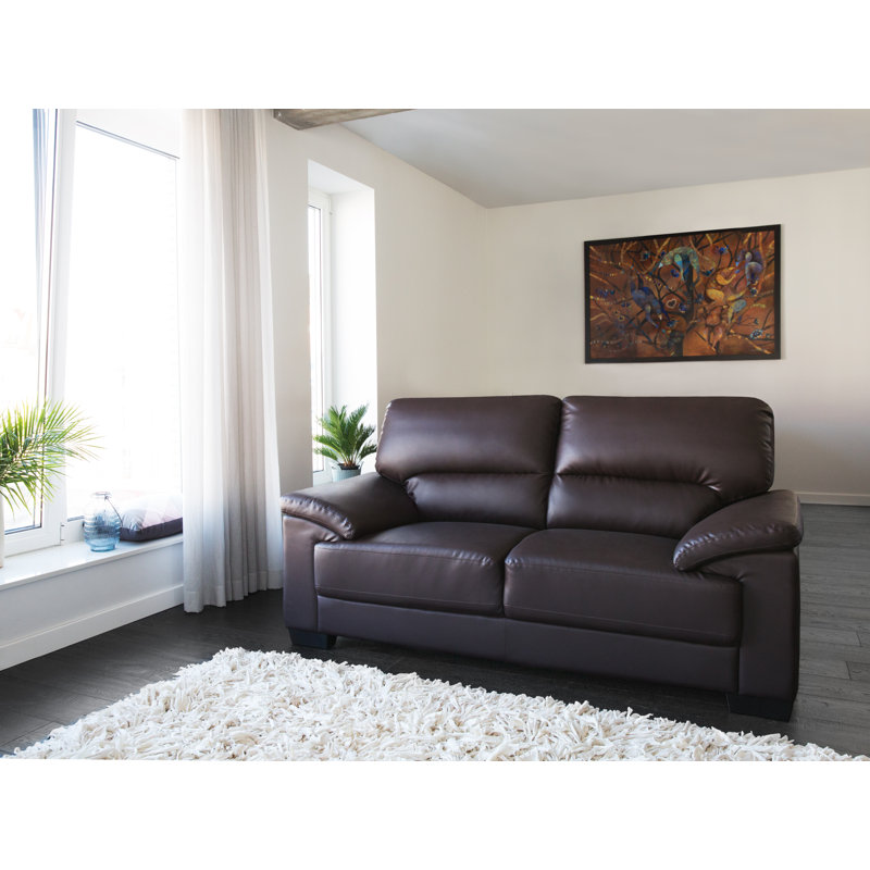 2 Seater Faux Leather Loveseat, Brown