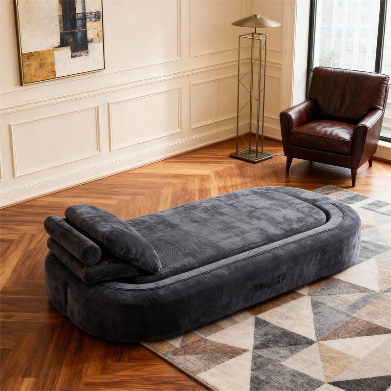 Canapé-lit convertible sans os 63,8 po 2-en-1 pliable, adapté aux animaux de compagnie pour le salon et le bureau, gris, Gris