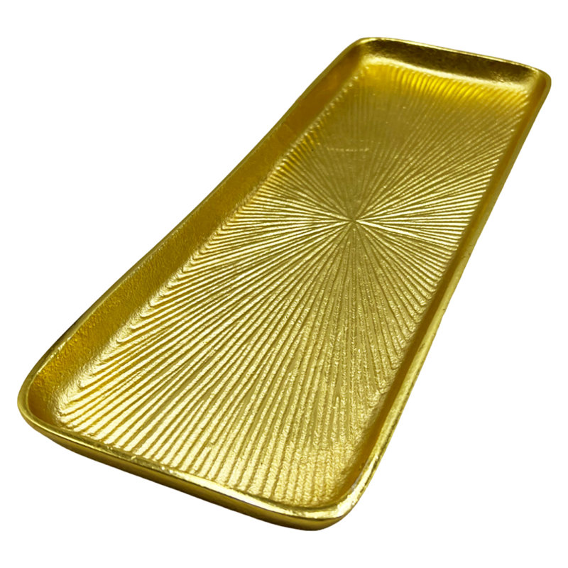 Nellir Tray, 1" H x 14.75" W x 5.5" D, Gold