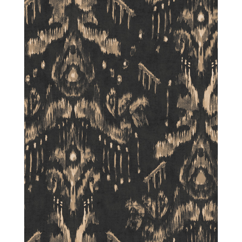 ANCESTRAL IKAT Copper Wallpaper, Anthracite/Taupe