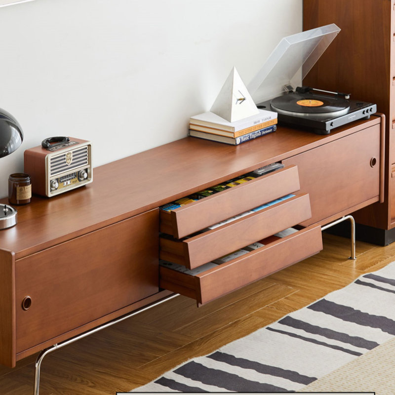 Console de télévision en bois rétro, H 21,65 po x L 70,87 po x l 15,75 po