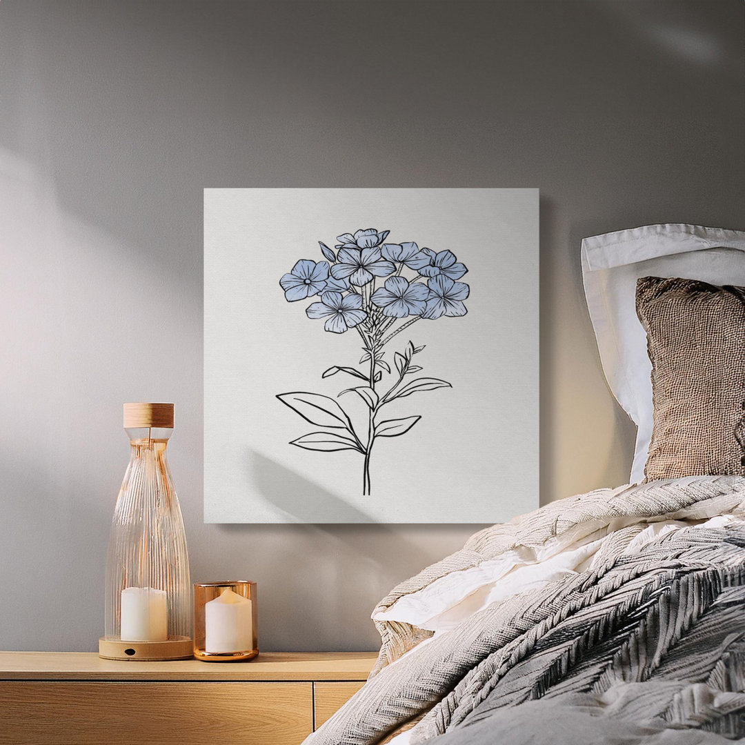 Blue Phlox Canvas Wall Art, Floral Botanical Print, Modern Gallery Wrapped Canvas, Ready to Hang, Archival Quality, Statement Piece, Home