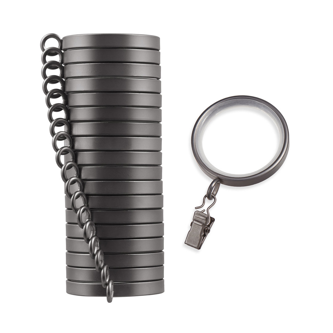 Cambria Designer Series 2 inch Premium Easy Glide Metal Curtain Rings with Smooth, Quiet Nylon Inserts MODE 