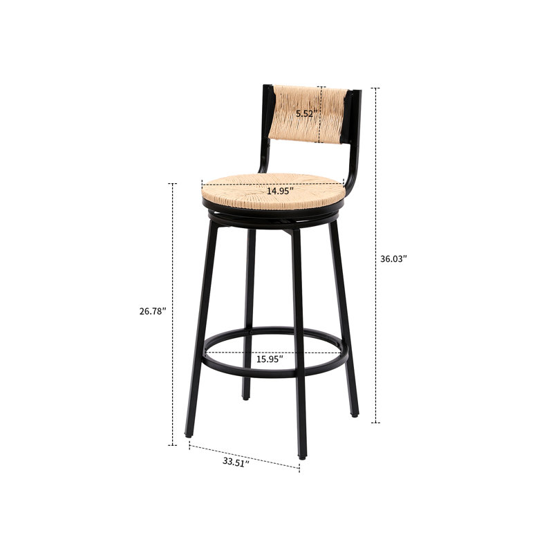 Tabourets de bar à hauteur de siège 26,78 po Adran, siège pivotant à 360 degrés, 2 pièces, Miel