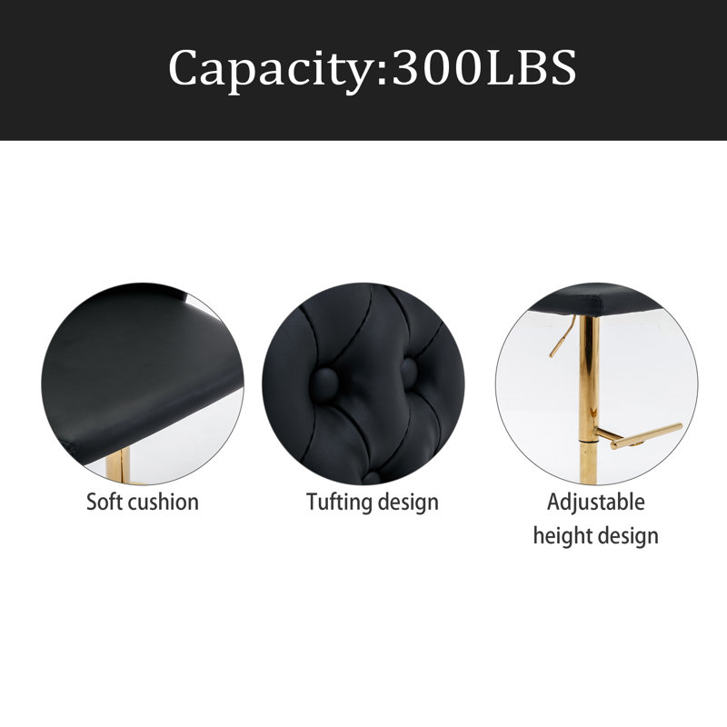 Swivel Barstools Adjusatble Seat Height, Modern PU Upholstered Bar Stools With The Whole Back Tufted, For Home Pub And Kitchen Island