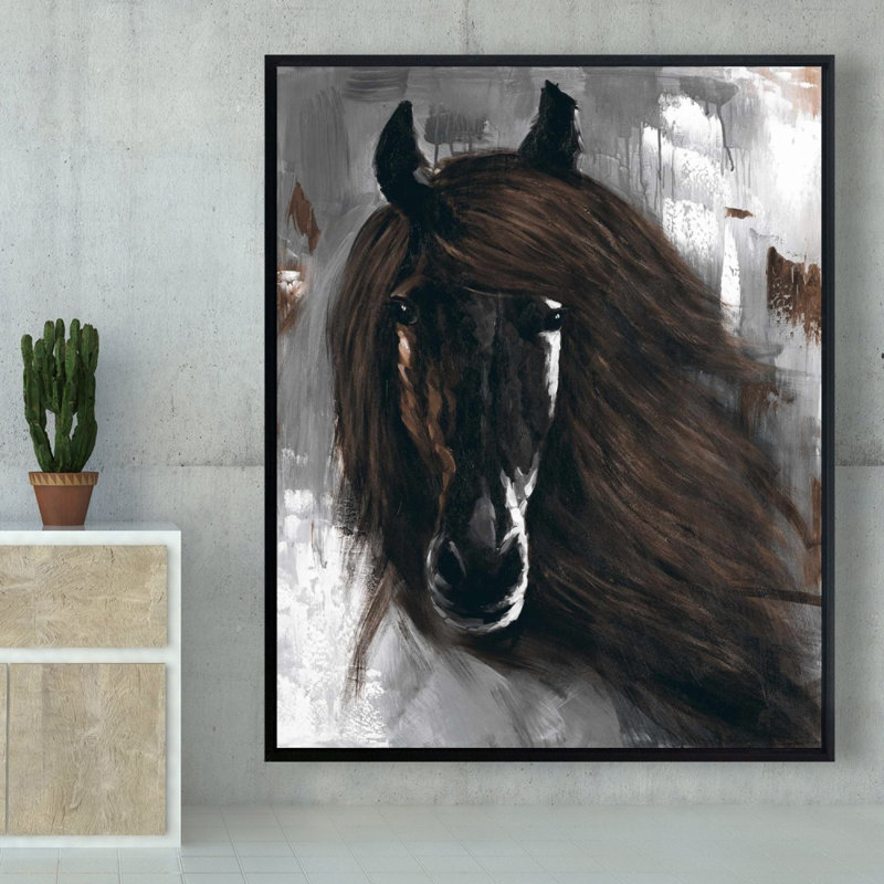Cheval brun foncé, reproduction sur toile