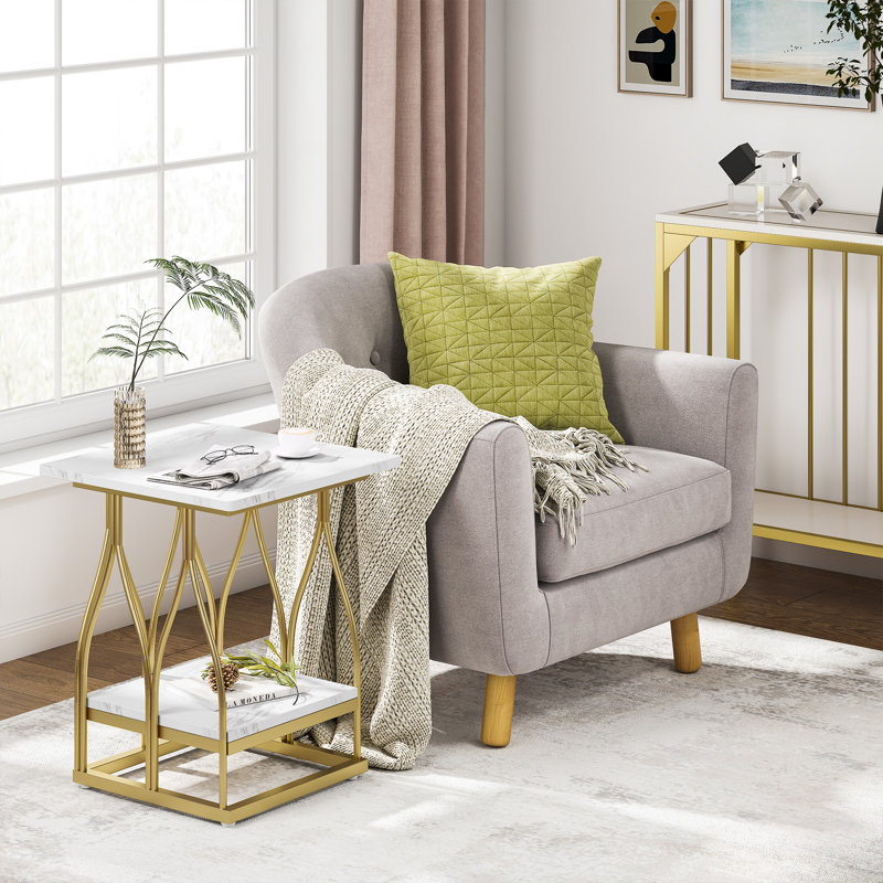 Karlov Frame End Table, Gold, Black