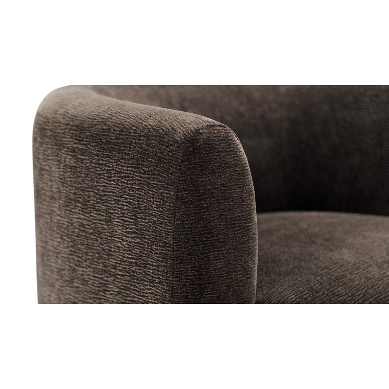 Fauteuil demi-tonneau pivotant Mid-Century, Velours brun
