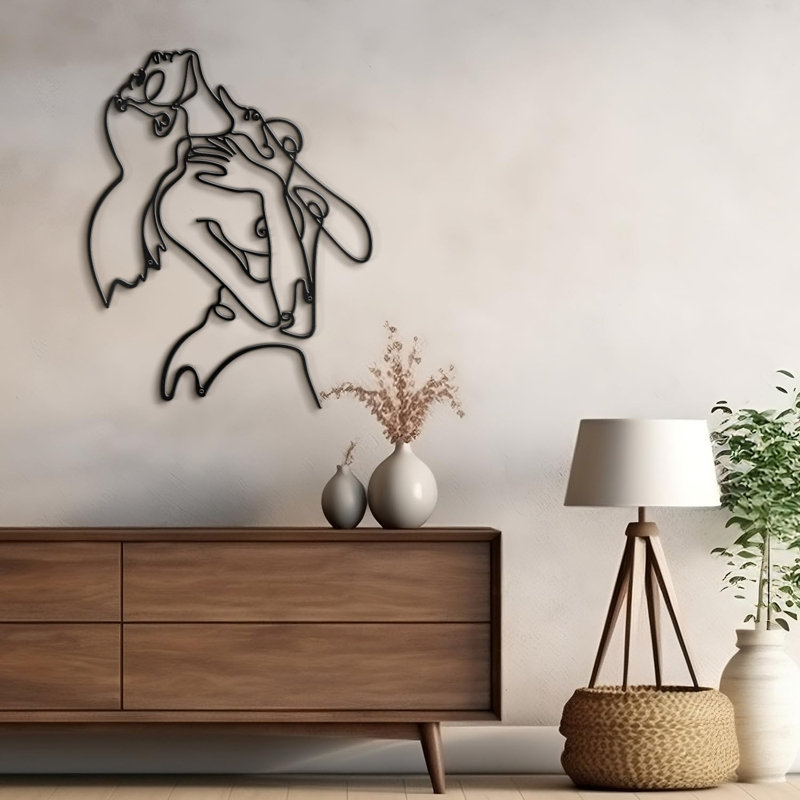 Décoration murale abstraite en forme de corps de femme, H 30 po x l 25,64 po x P 0,05 po, Noir