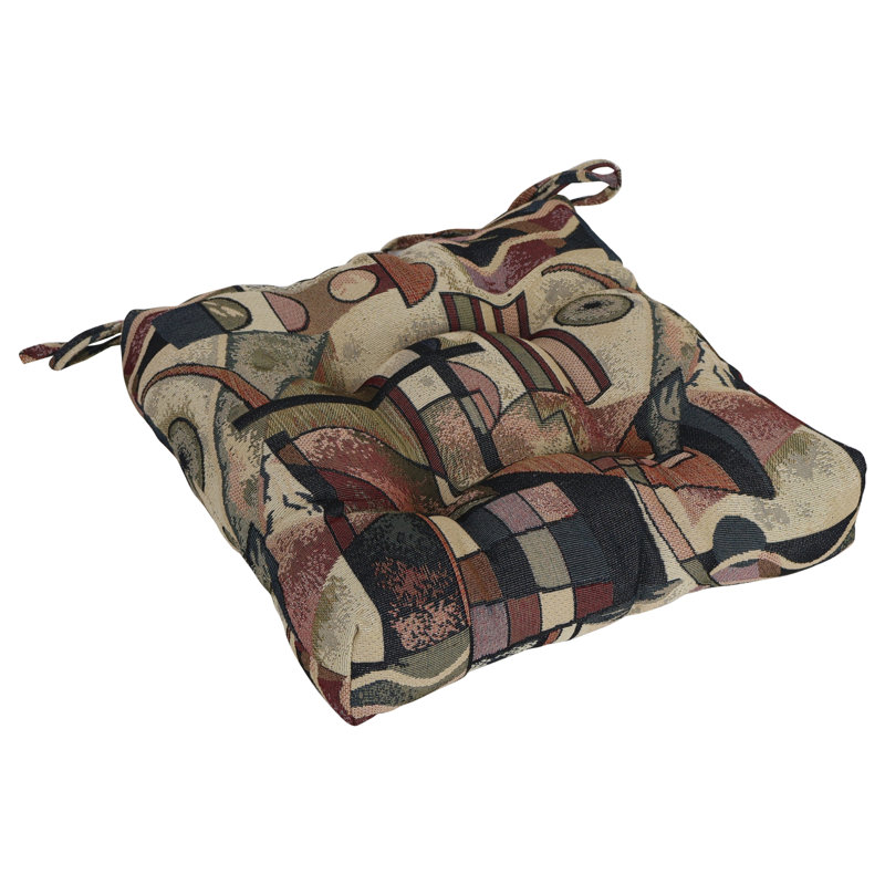 16-Inch Square Woven Tapestry Tufted Chair Cushions (Set Of 4)