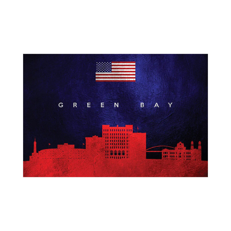 Green Bay Wisconsin Skyline by Adrian Baldovino - Wrapped Canvas Print, 20.32 cm H x 30.48 cm W