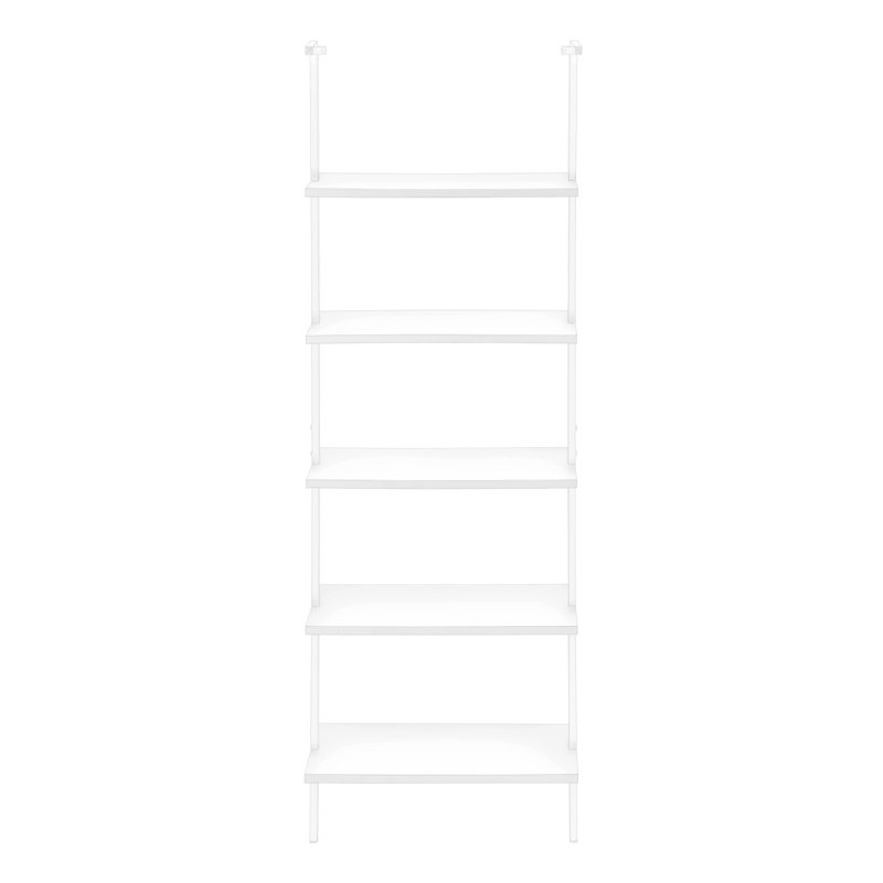 Bibliothèque échelle polyvalente à 5 niveaux pour le bureau et la chambre à coucher Design contemporain et moderne, Blanc