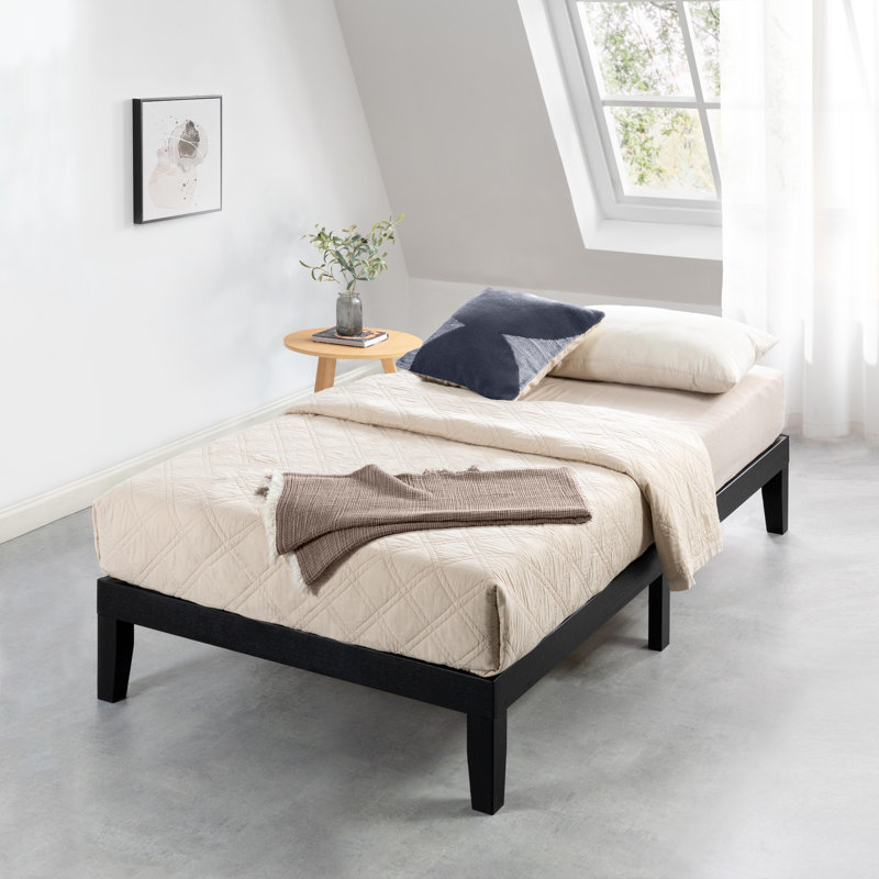 Harlow Solid Wood Platform Bed, Black, Twin XL