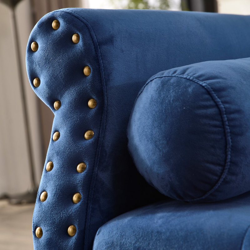 Fleeton Velvet Upholstered Bench, Blue