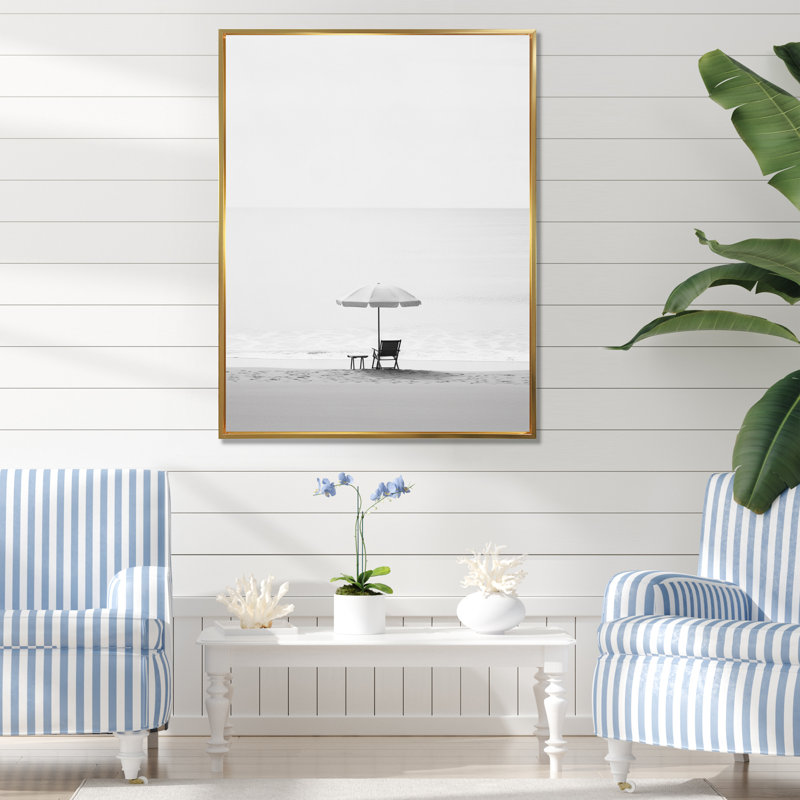Photo de plage minimaliste noir et blanc I - art mural bord de mer pour le salon, H 40 po x l 30 po x P 1,5 po