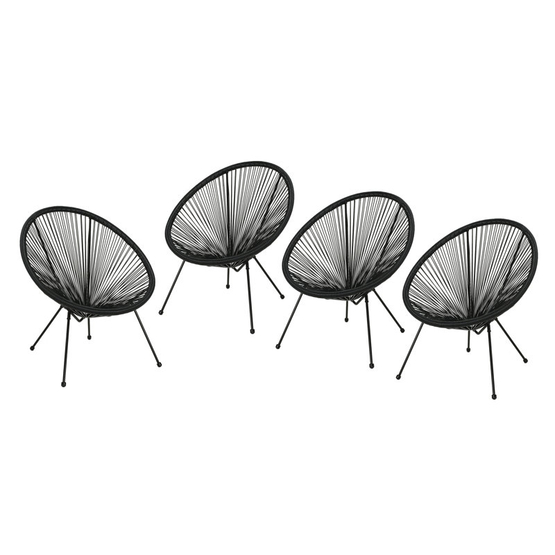 Englewood Wicker Outdoor Lounge Chair, Black