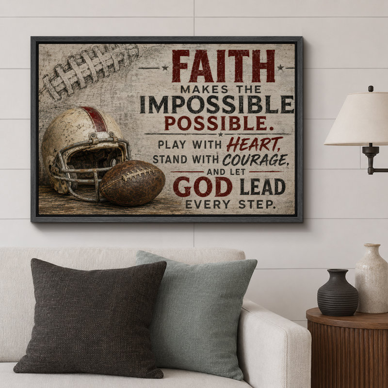 Christian Faith Football, H 24 po x l 36 po x P 1,5 po, Cadre noir