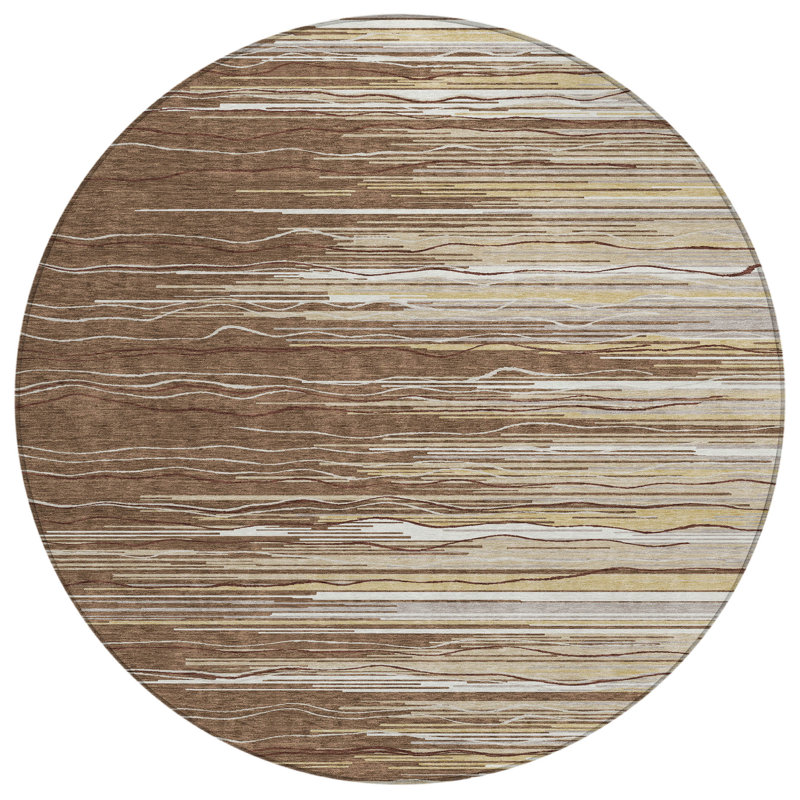  Machine Washable Indoor/Outdoor Chantille ACN996 Paprika Area Rug, Round 8'