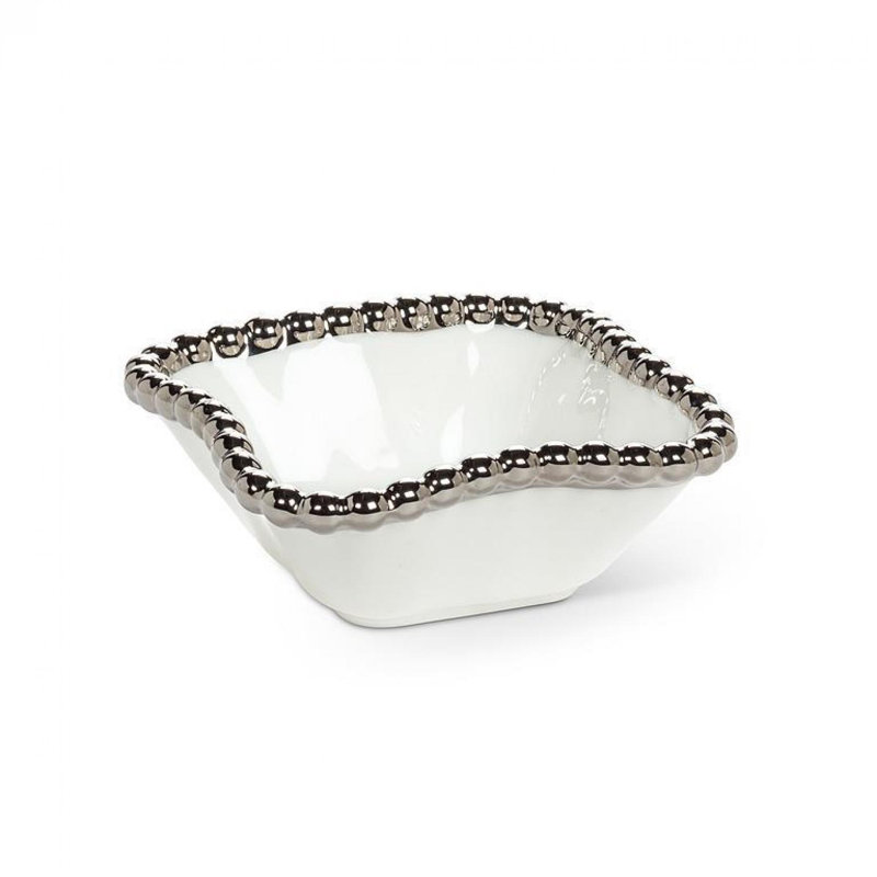 Mini With Silver Beaded Edge Square Dish