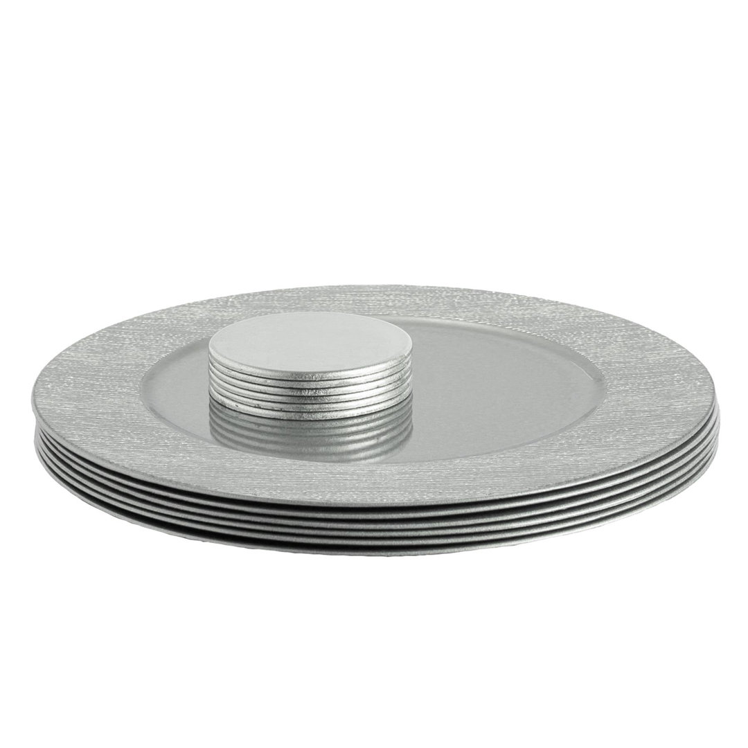 Argon Tableware 12pc Round Charger Plates Set - 33cm - Gold Rib