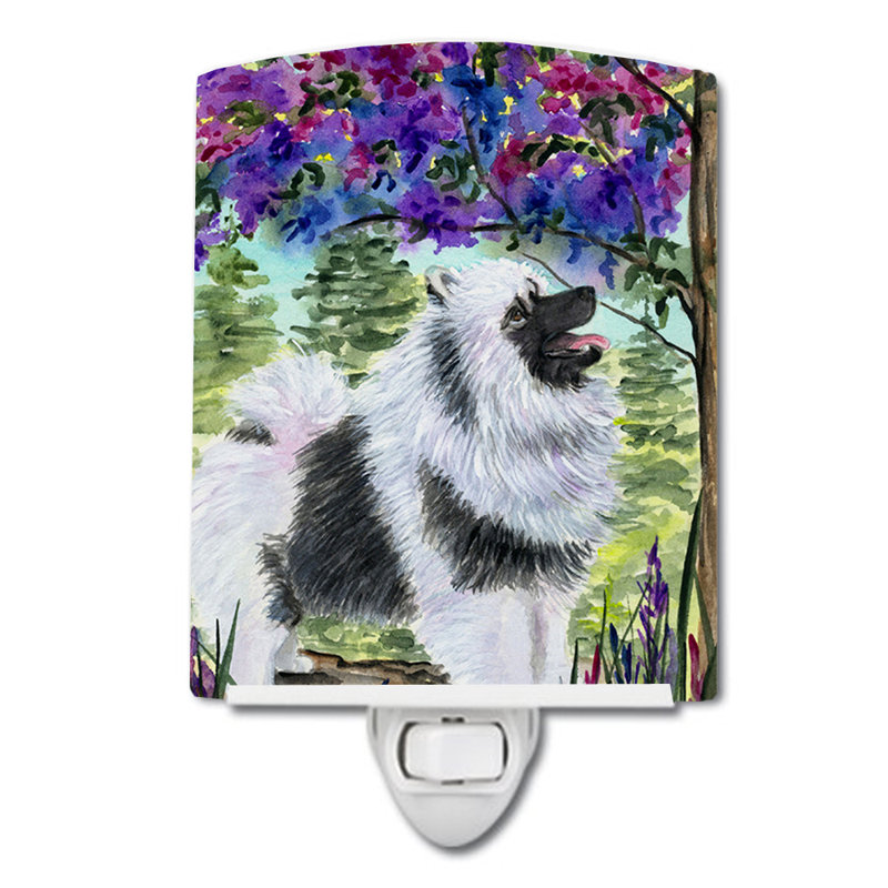 Éclairage de nuit en céramique keeshond