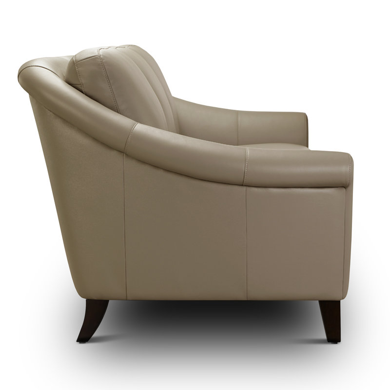 Genuine Leather 61'' Rolled Arm Loveseat, Beige Genuine Leather, 3