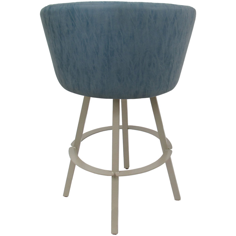 Tabouret de comptoir pivotant en métal Labawld sur base Warren, Bleu / beige