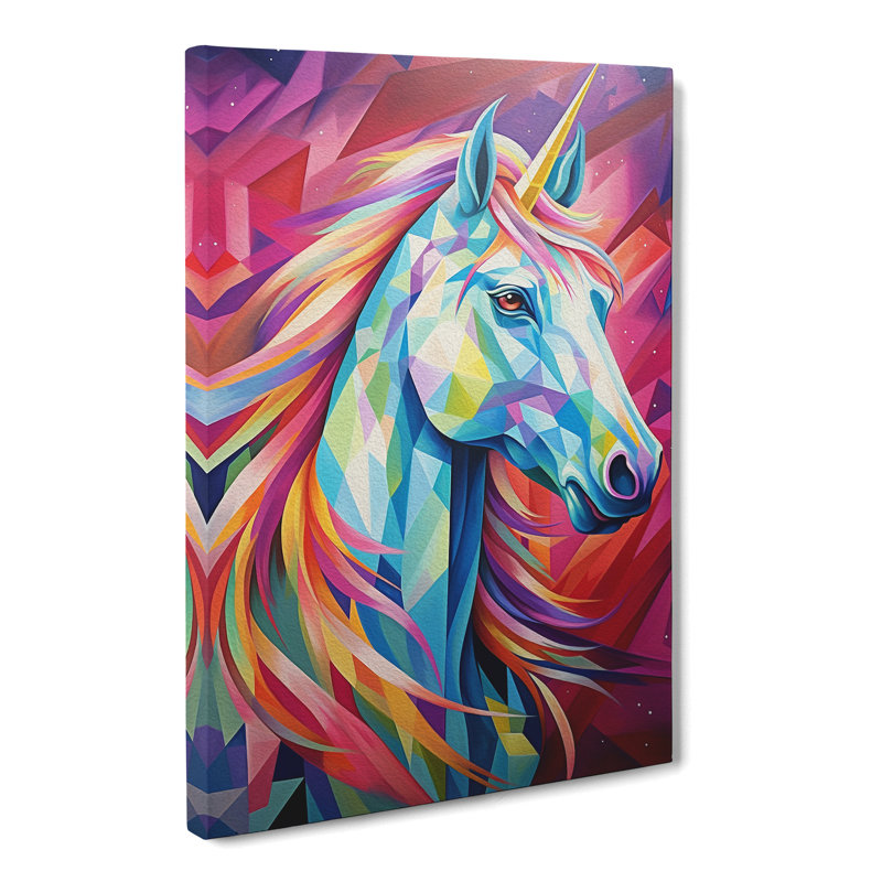 Unicorn Hard Edge Painting - Print, 50cm H x 35cm W x 3cm D