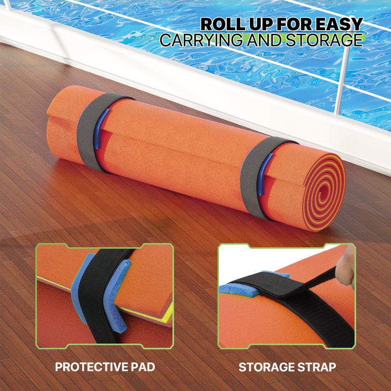 Orange and Yellow 12x6FT Tear-Resistant XPE Foam Floating Water Mat