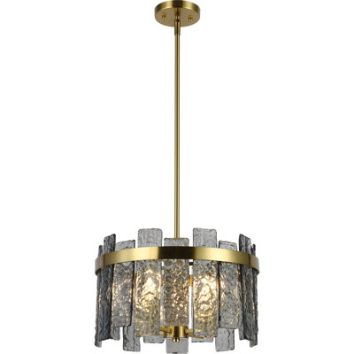 Lustre tambour 4 lumières avec verre texturé