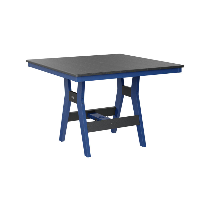 Table de bar berlinoise Berlin Harbor, Noir, Bleu pacifique, H 38,87 po x l 44 po x P 44 po