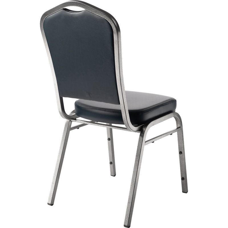 Lila Vinyl Stack Chair (2 Pack), Midnight Blue, Silver