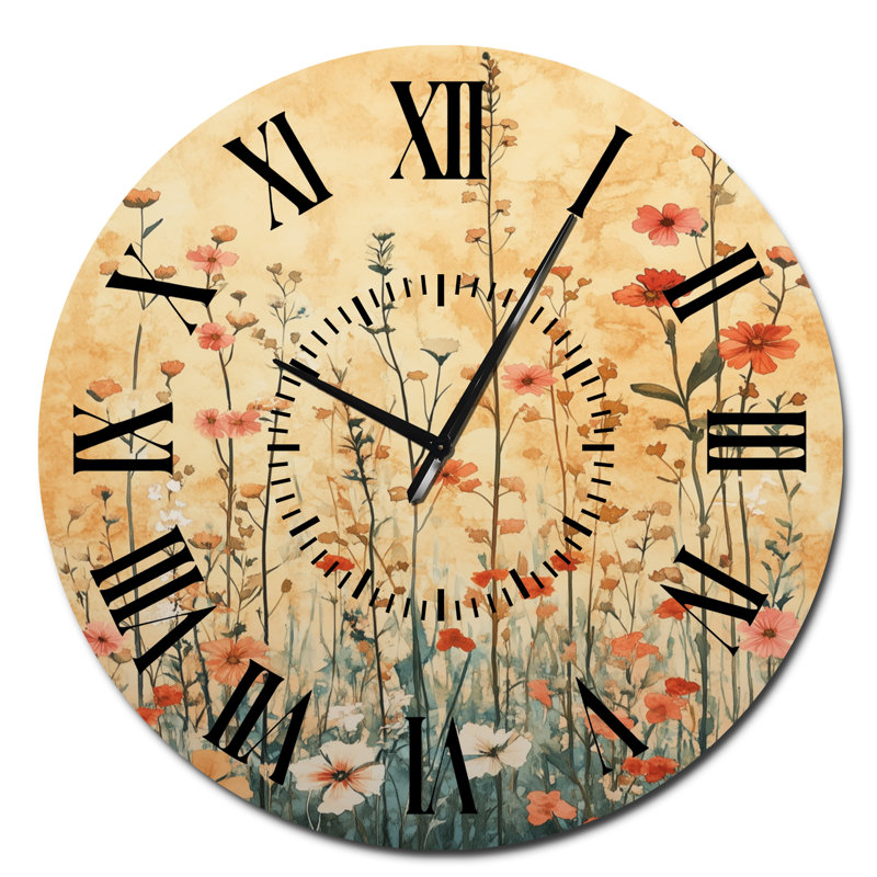 Horloge murale Wildflowers Rising - Floral, Surdimensionné