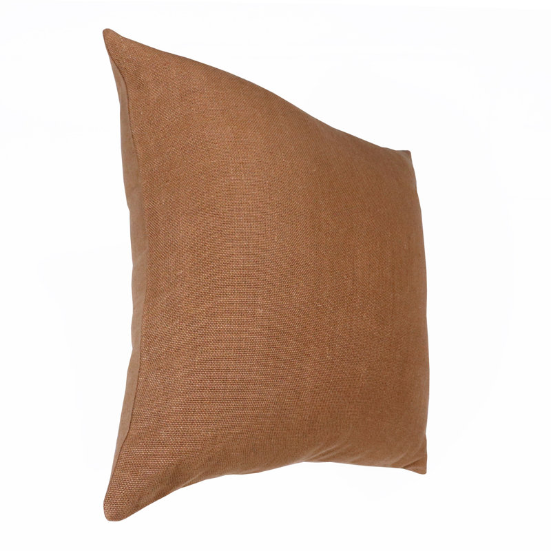 Coussin en lin, Brun, Polyester