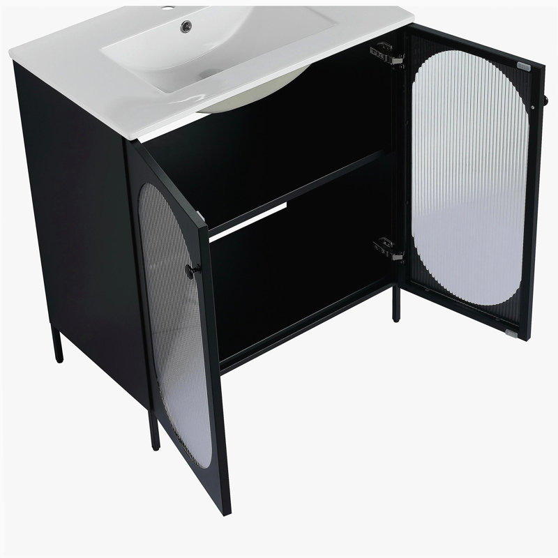 Comptoir de salle de bain vertical de 30 pouces avec lavabo en céramique