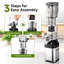 AMZCHEF Cold Press Juicer with 5.2" Wide Feed Chute, Slow Masticating Juice Extractor for Whole Fruits & Vegetables, Stainless Steel Design, Easy-Clean, High Juice Yield