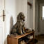 Statue réaliste de cocker spaniel assis, finition bronze-1865567732