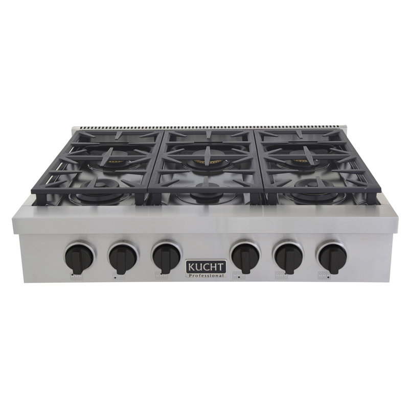 36" 6 Burner Cooktop, Natural Gas, Tuxedo Black