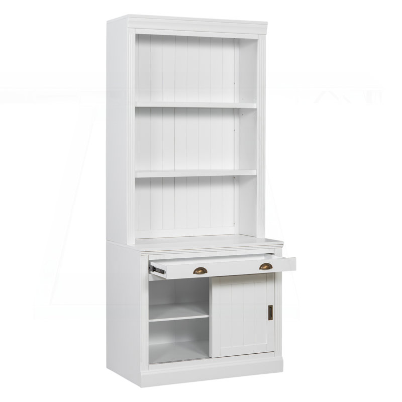 Grande bibliothèque sophistiquée avec lumières DEL et options de rangement polyvalentes, Blanc