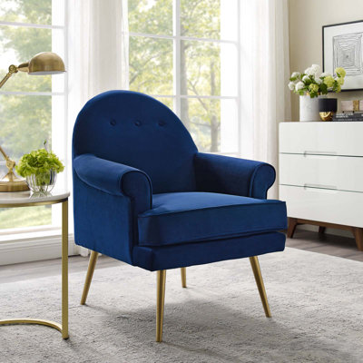 Modway Silver Orchid Gruning Velvet Tufted Button Accent Armchair