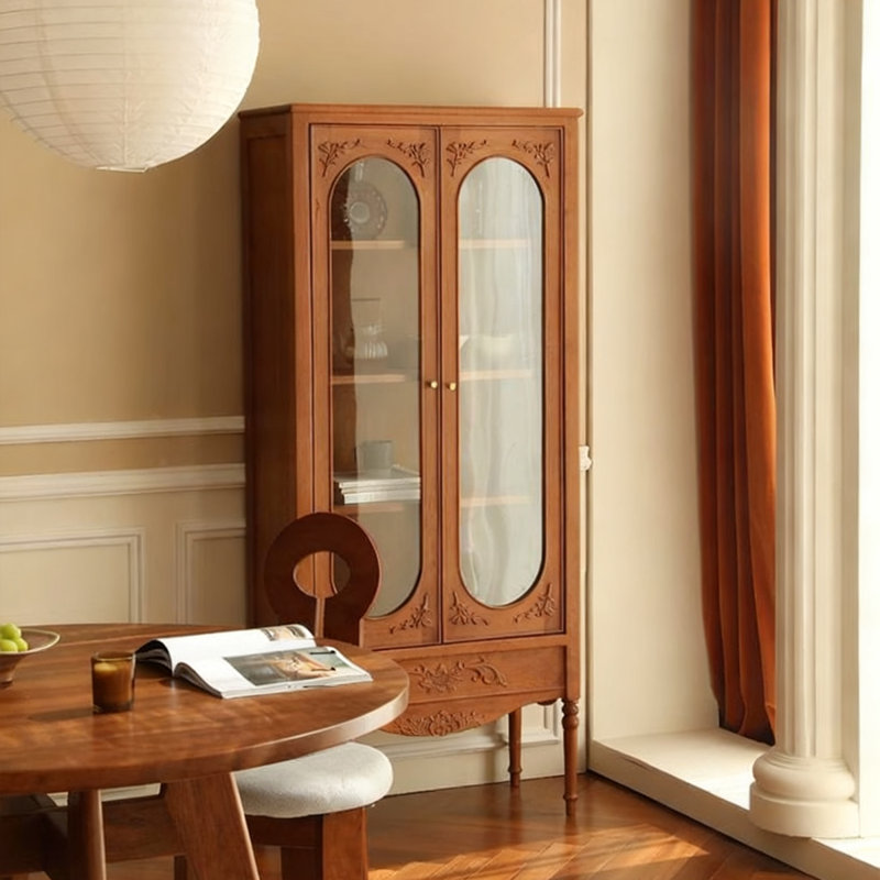 Brown Solid + Manufactured Wood + Glass Display Cases