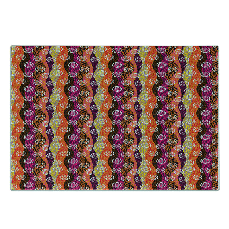 Ambesonne Circles Tempered Glass Cutting Board Aboriginal Dotted Stripes Multicolor