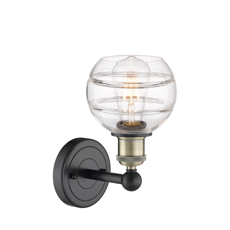 Applique murale 8 lumières Edison Bienes, Transparent, H 10,13 po x l 5,88 po x P 7,44 po, Laiton antique noir