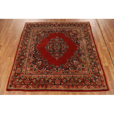 Orange Square Medallion Traditional Rug 5x5