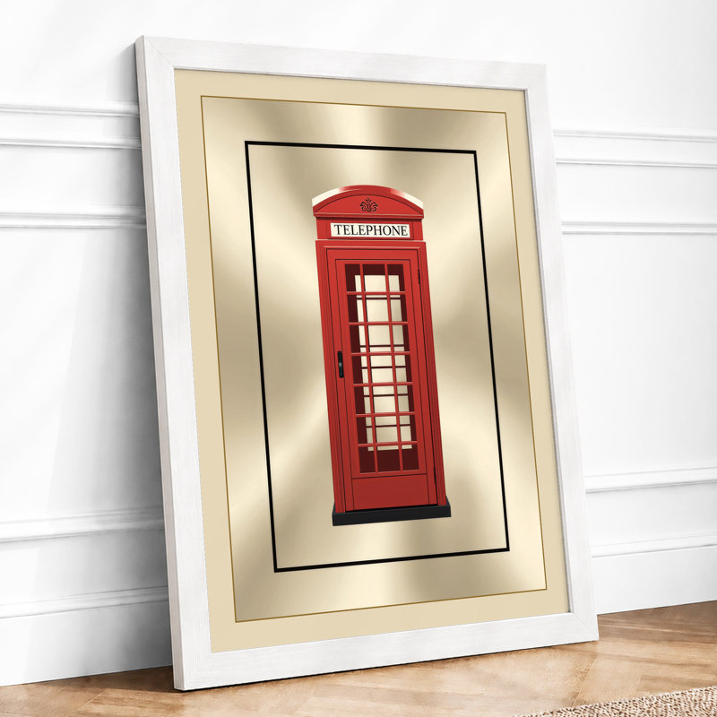 British Telephone Box Minimalist - Print, A2 - 59.4 x 42.0 cm, White