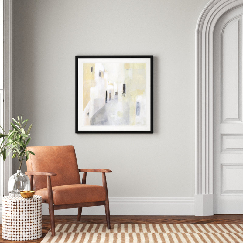 Pausa I, peinture sur toile, Cadre noir, H 34 po x l 34 po x P 1,5 po
