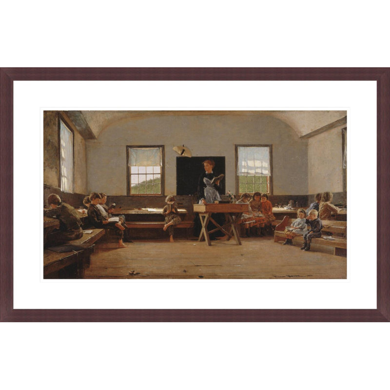«The Country School» par Winslow Homer - impression giclée encadrée, H 19,27 po x l 29,5 po